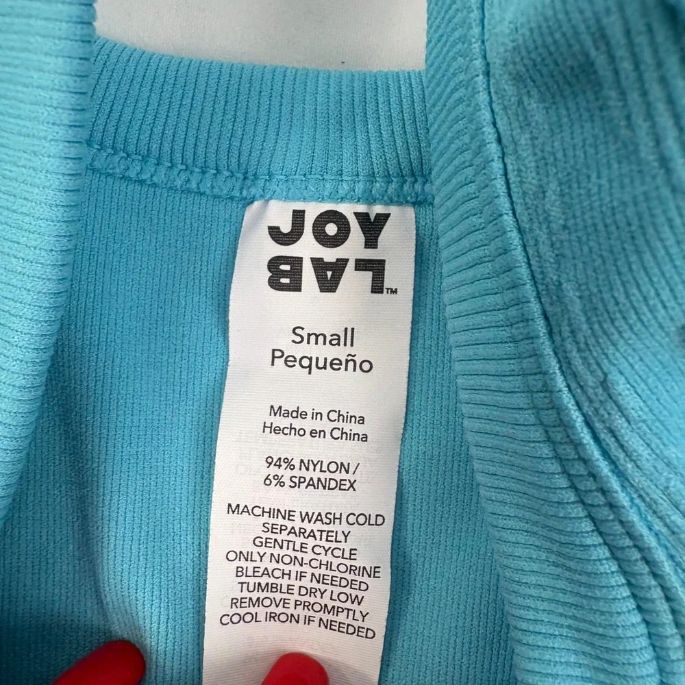 JoyLab Women's Teal Blue Cable Knit Seamless Square Neck Sports Bra Crop Top S